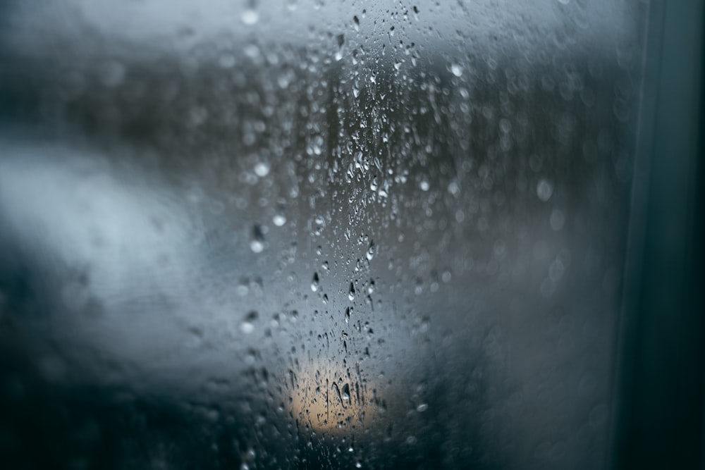 a window with rain drops on it