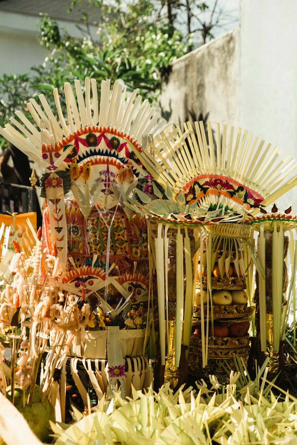 a group of elaborately decorated items on display