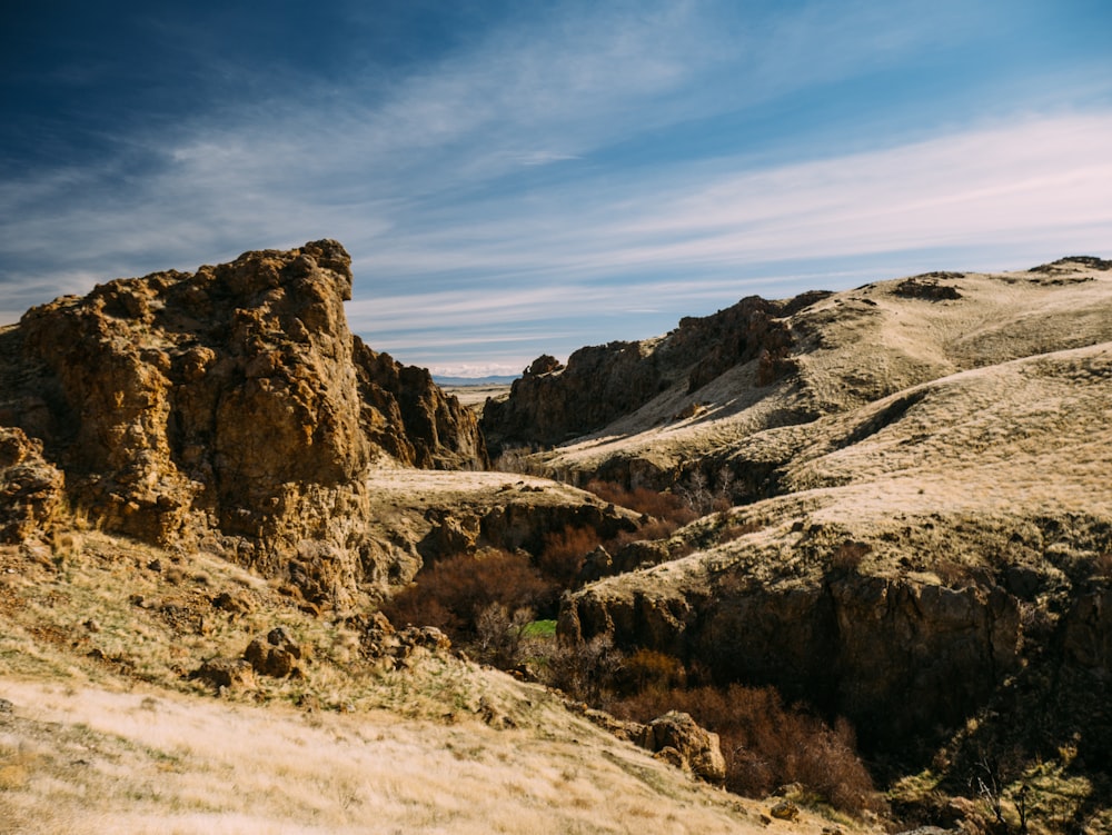 a view of a rocky outcropping in the desert