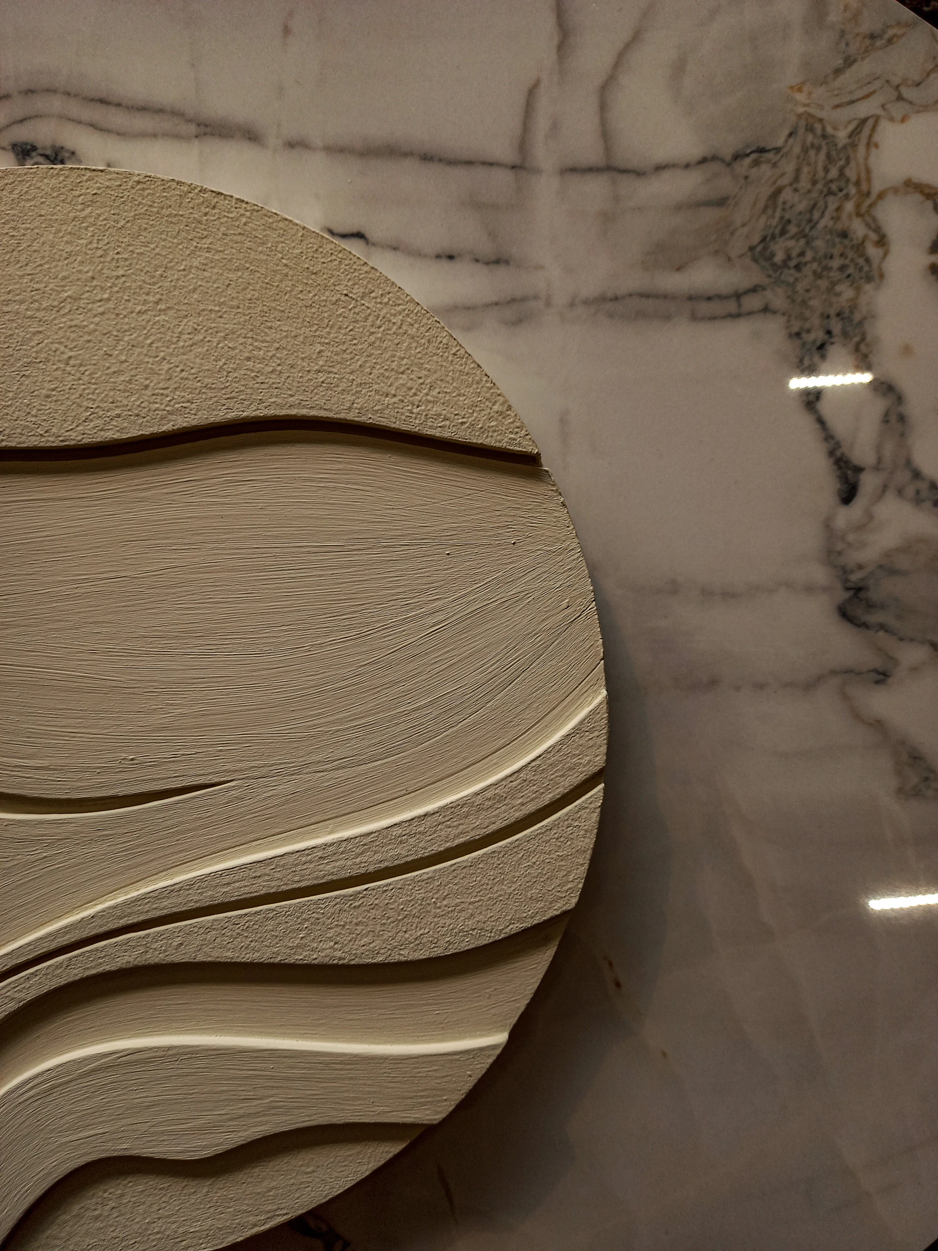 a close up of a circular object on a table