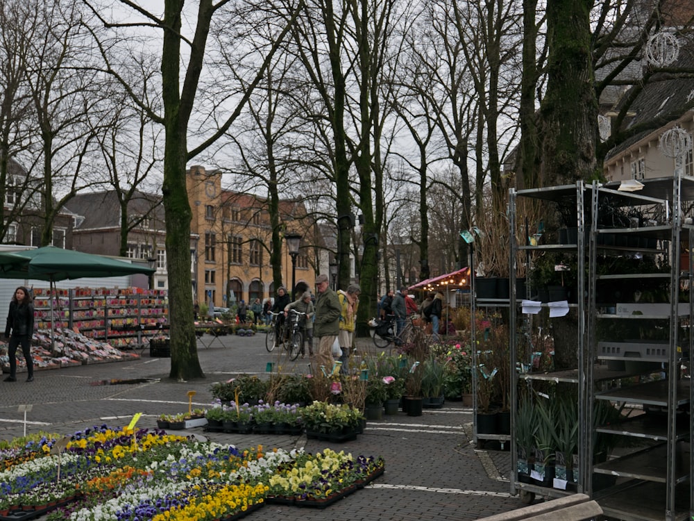 un bouquet de fleurs qui se trouve dans la rue