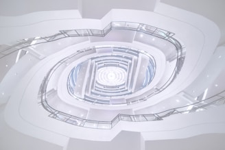a very large white building with a very high ceiling