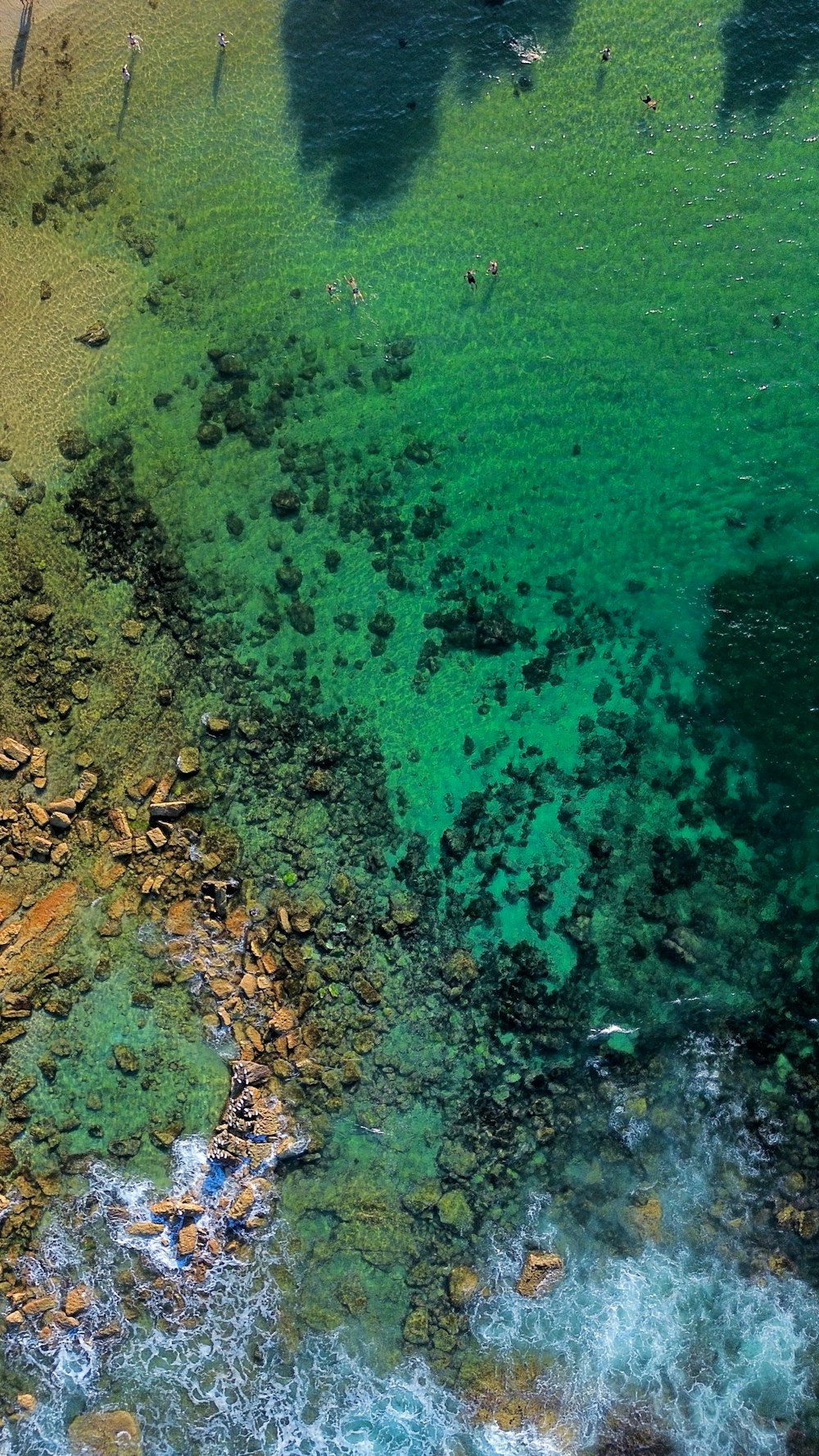 an aerial view of a body of water