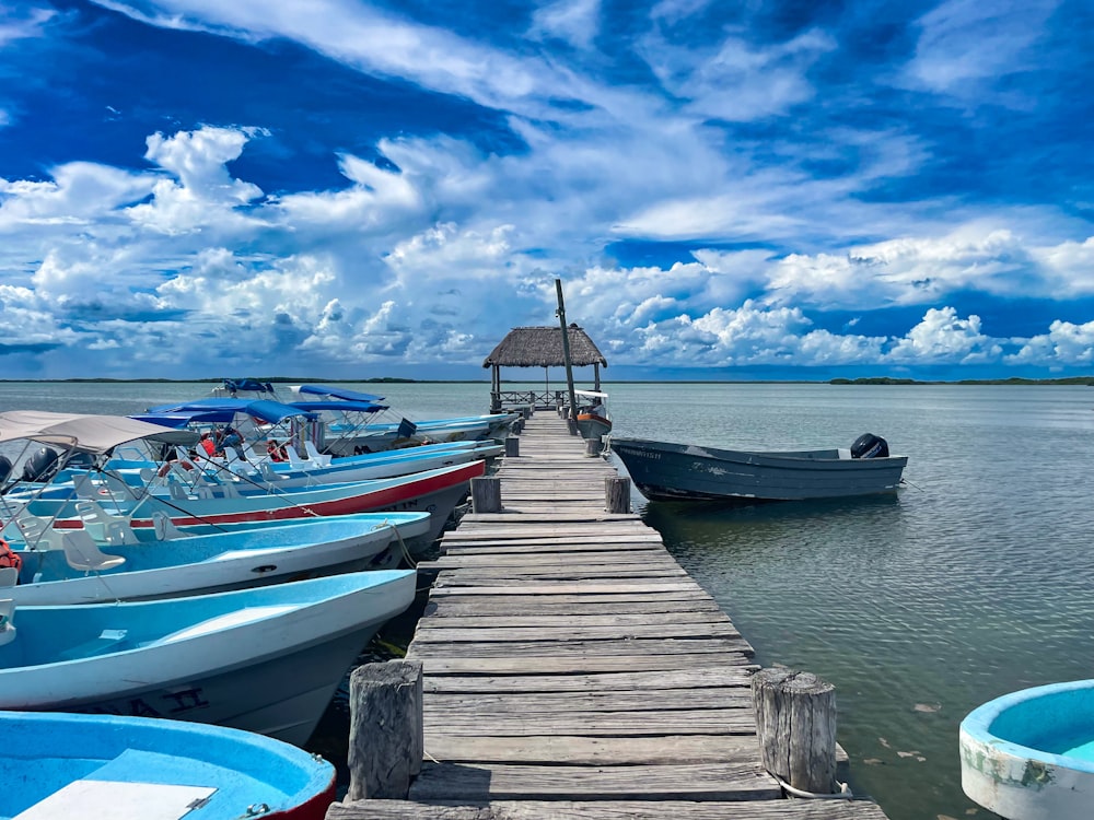 a dock with several boats parked on it