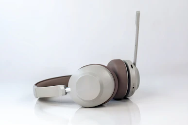a pair of headphones sitting on top of a table