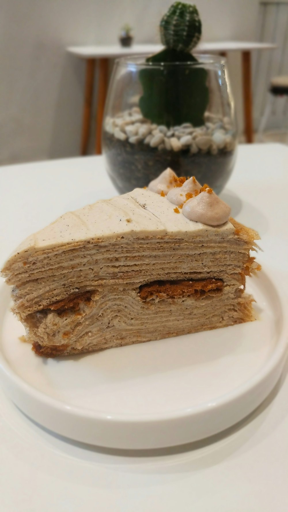 a piece of cake sitting on top of a white plate