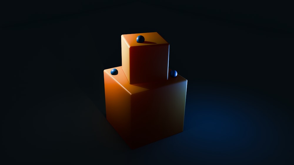 an orange object on a black background