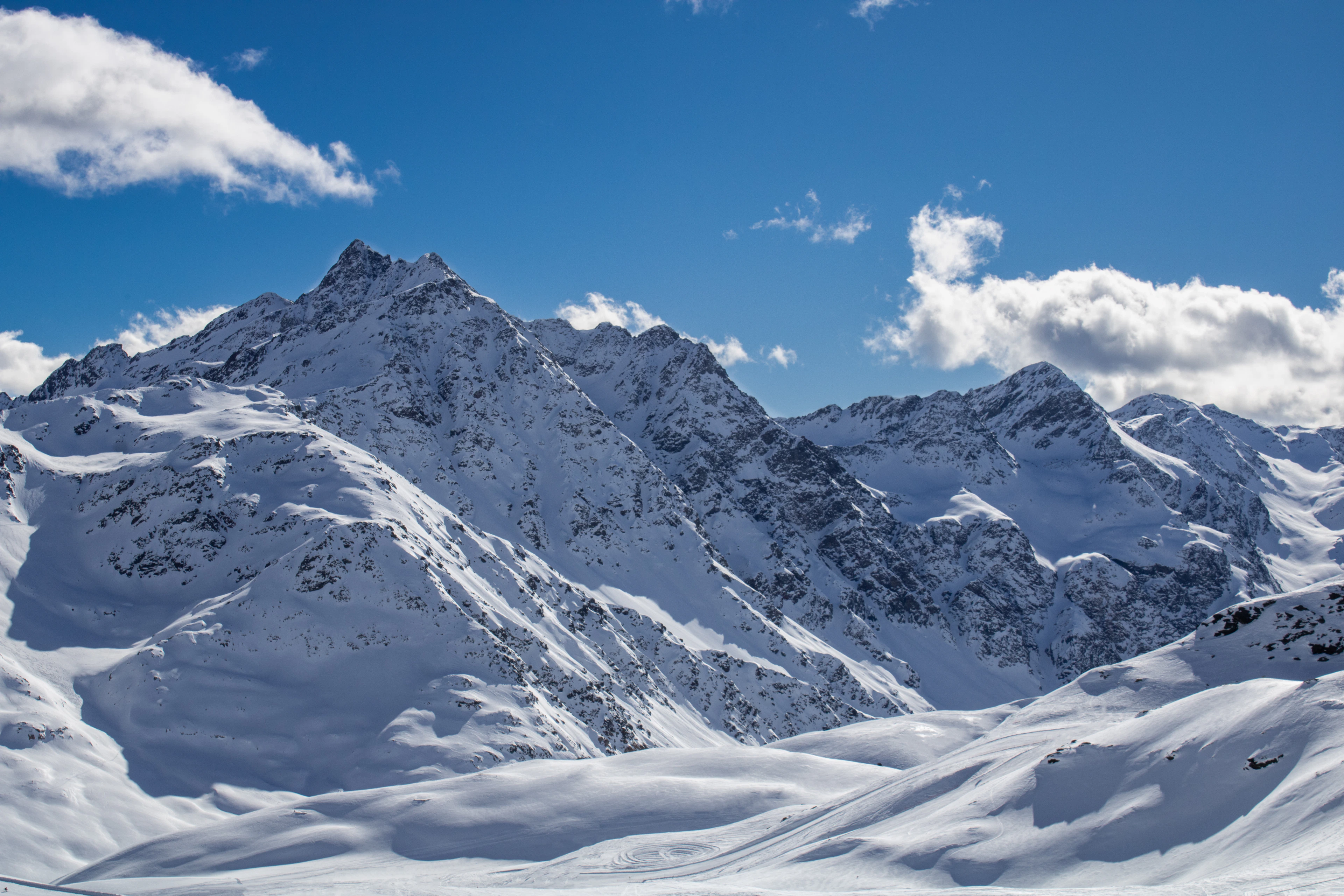 The snowy mountains around Santa Caterina Valfurva, near Bormio