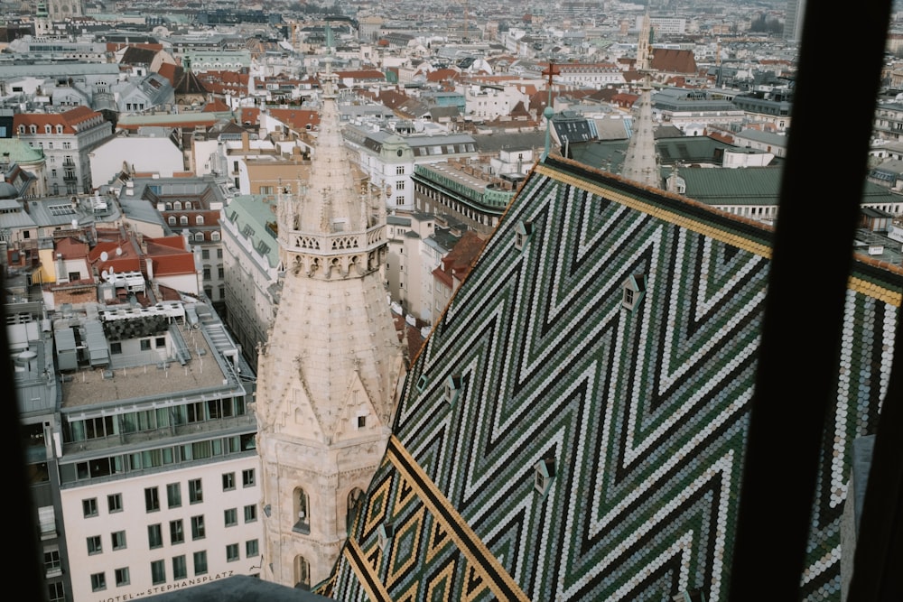 a view of a city from the top of a building