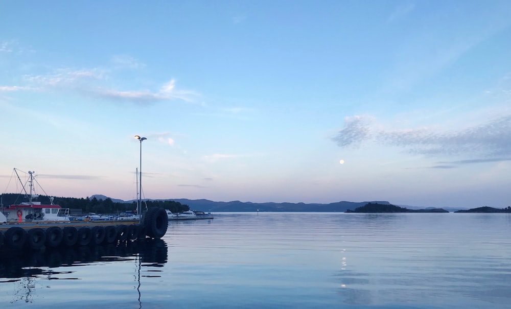 a large body of water with a boat in it