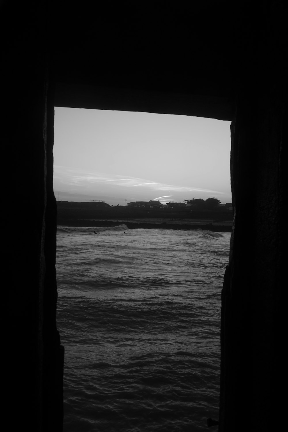 a view of a body of water through a window