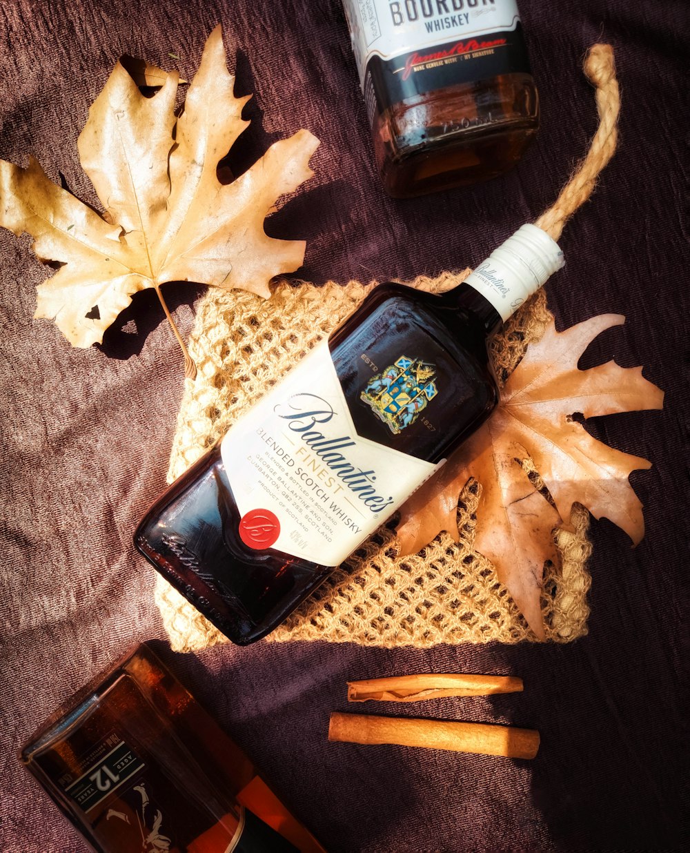 a bottle of liquor sitting on top of a table