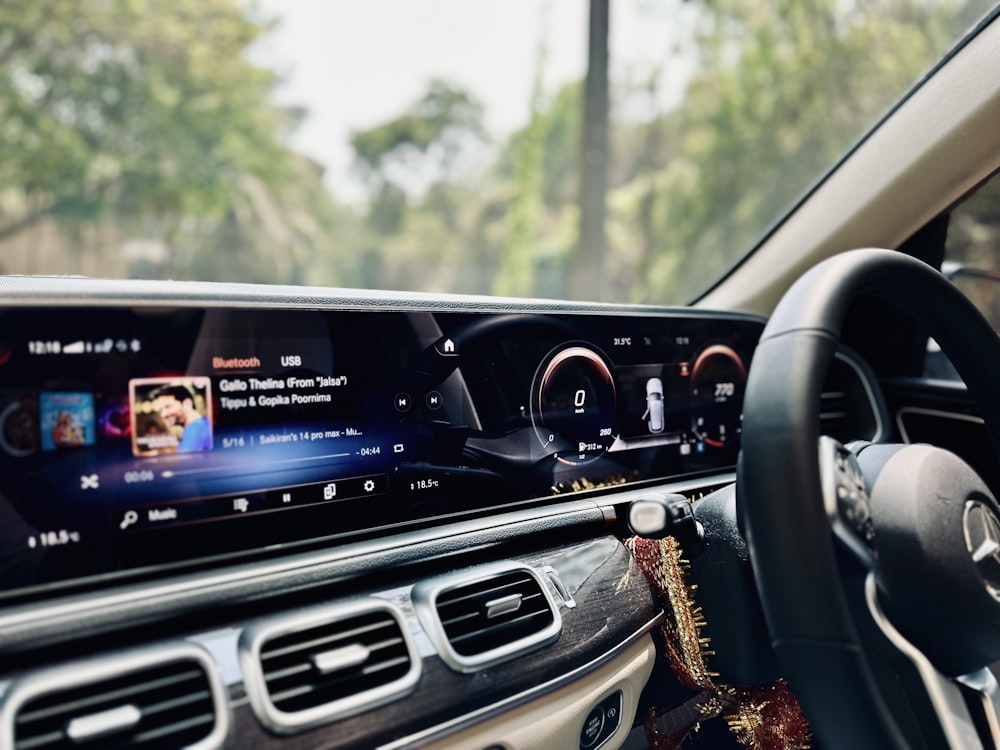 the dashboard of a car with a digital interface