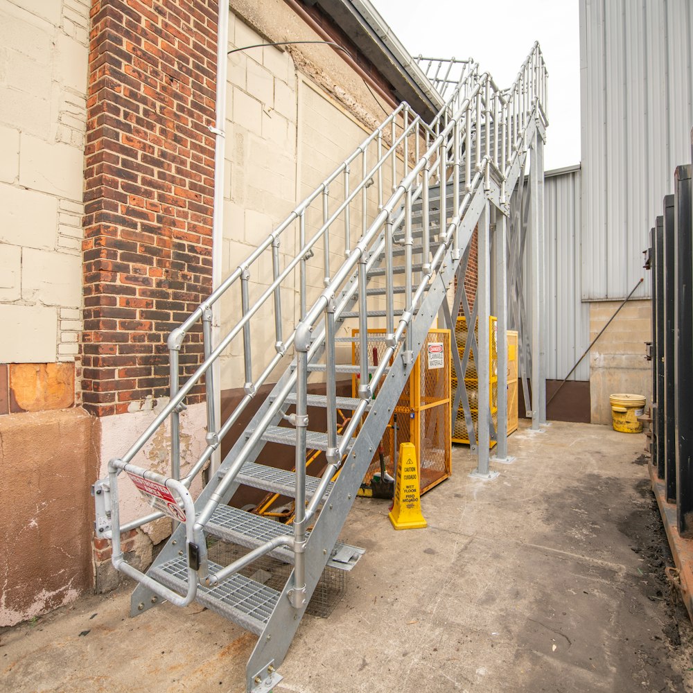 a set of stairs leading up to a building