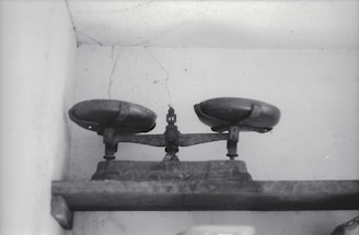 a pair of old fashioned hair dryers sitting on a shelf