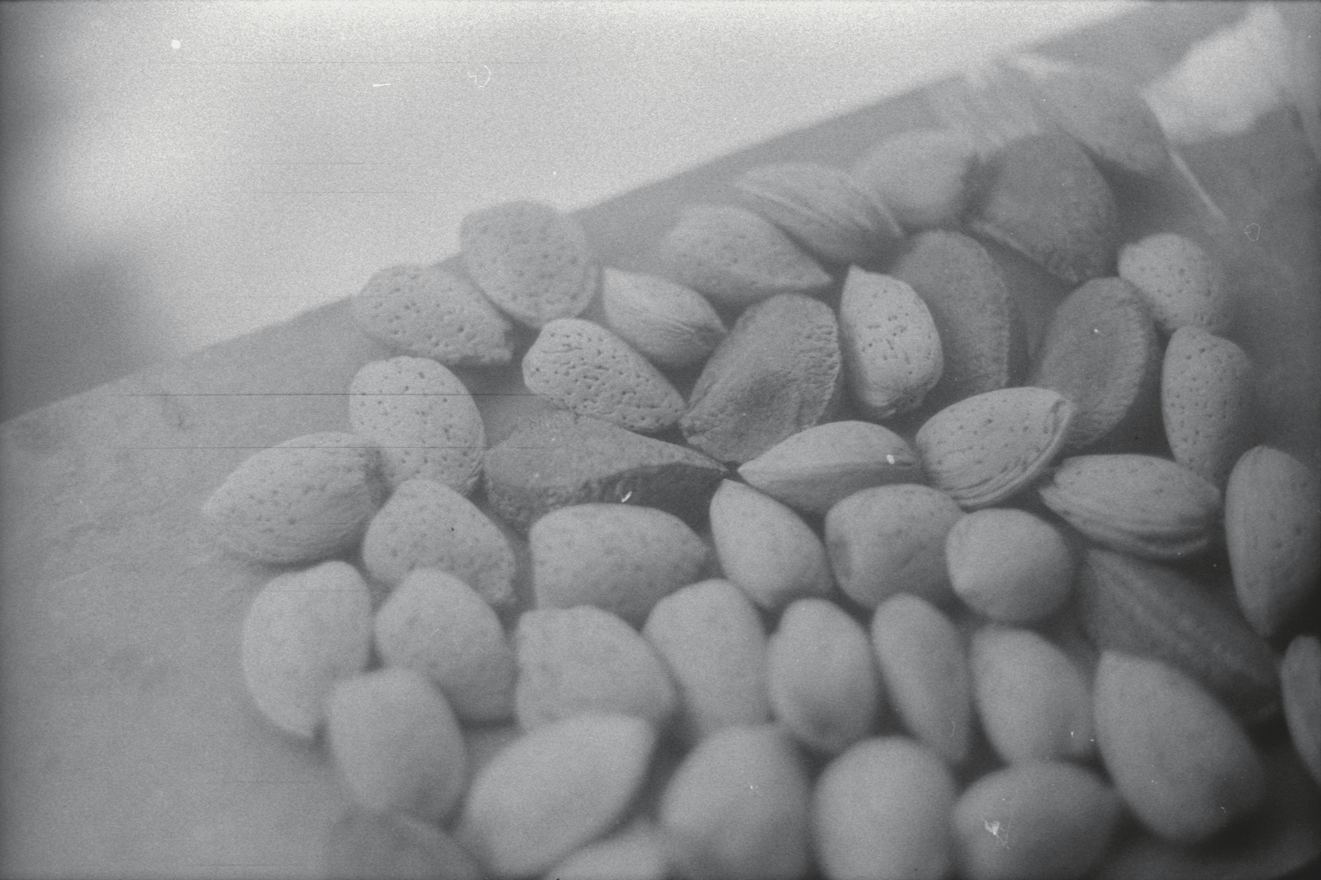 Almonds being sprinkled onto a fresh kale and quinoa salad