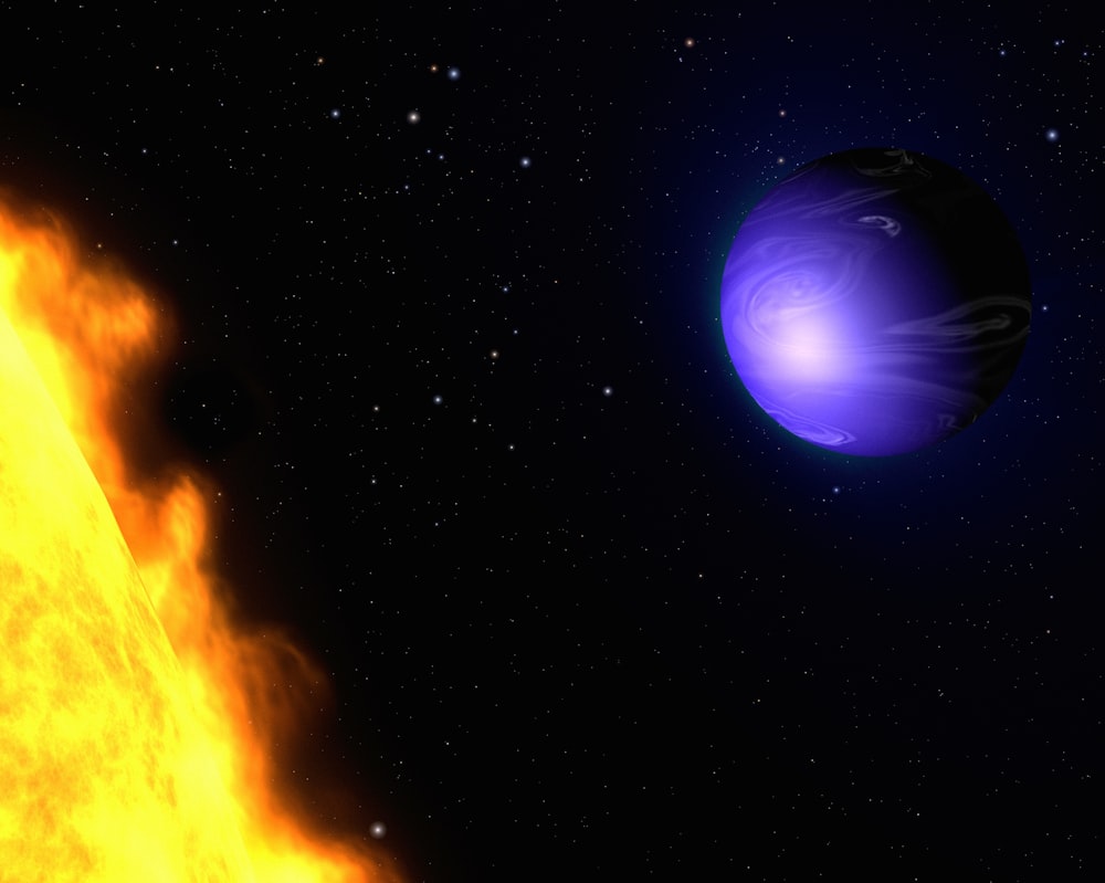 an artist's rendering of an exoplaned star and a distant object