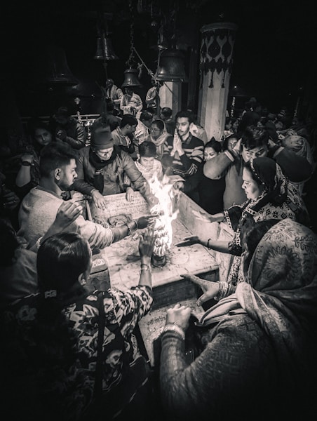a group of people performing a havan