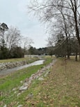 a river running through a lush green park