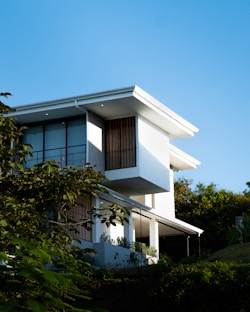 a white building with a lot of windows on it