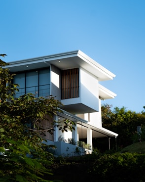 a white building with a lot of windows on it