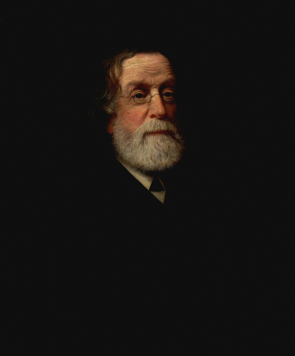 a painting of a man with a beard and glasses