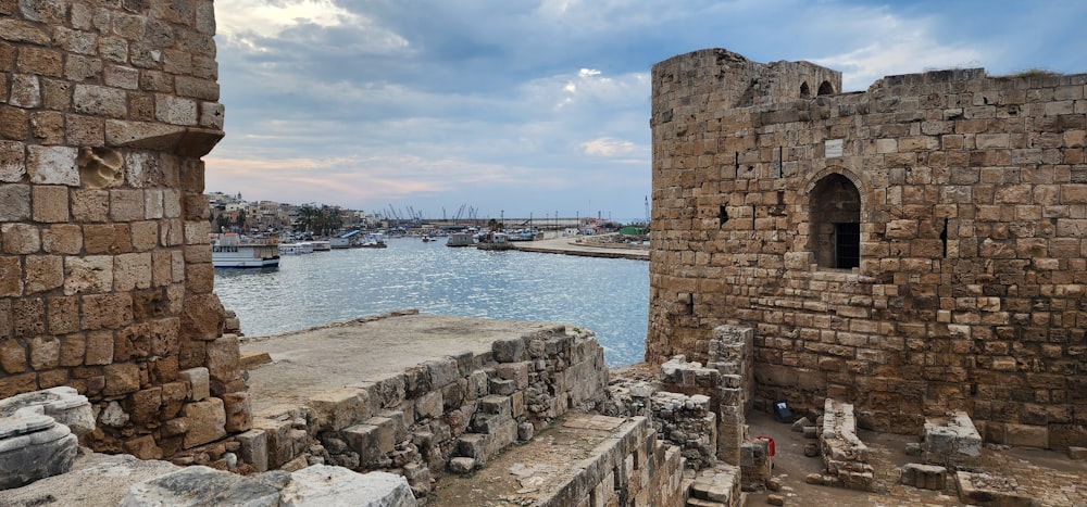 a view of a body of water from a castle