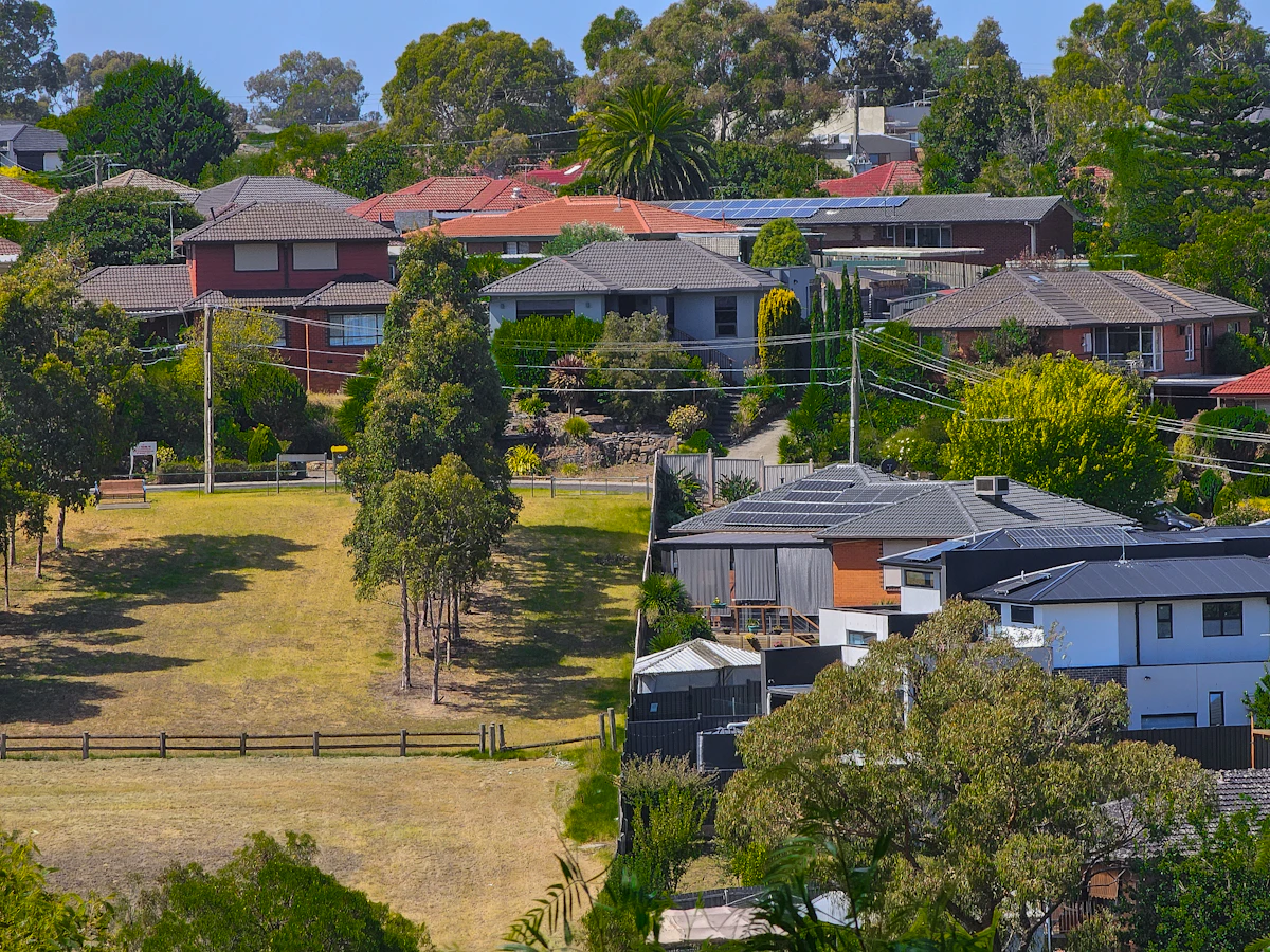 Melbourne residential neighbourhood viewed across established homes