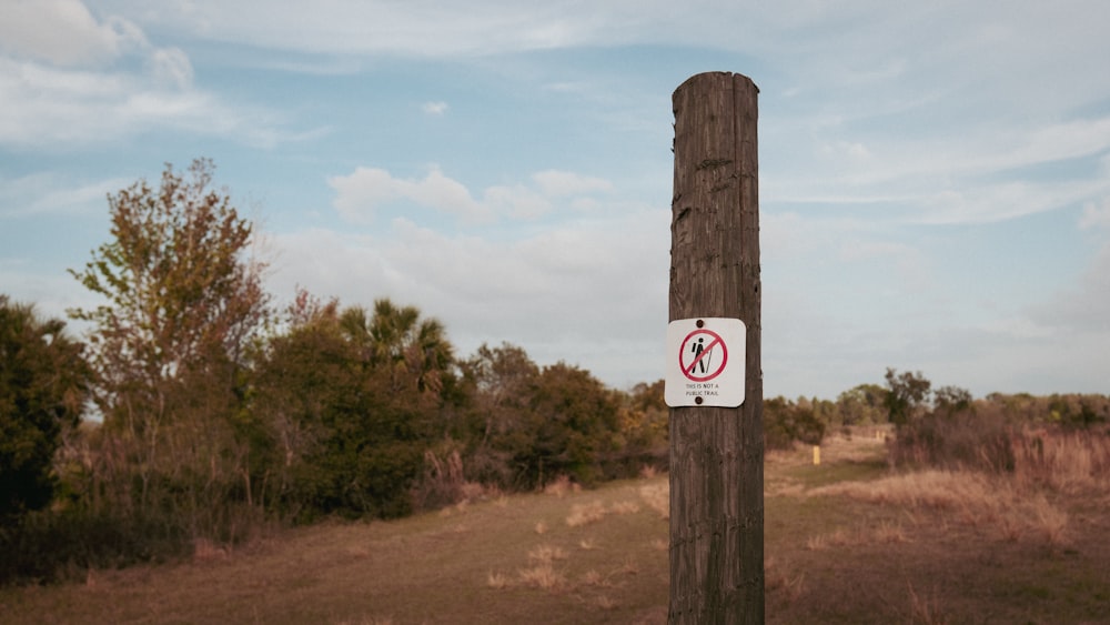 a wooden pole with a no parking sign on it