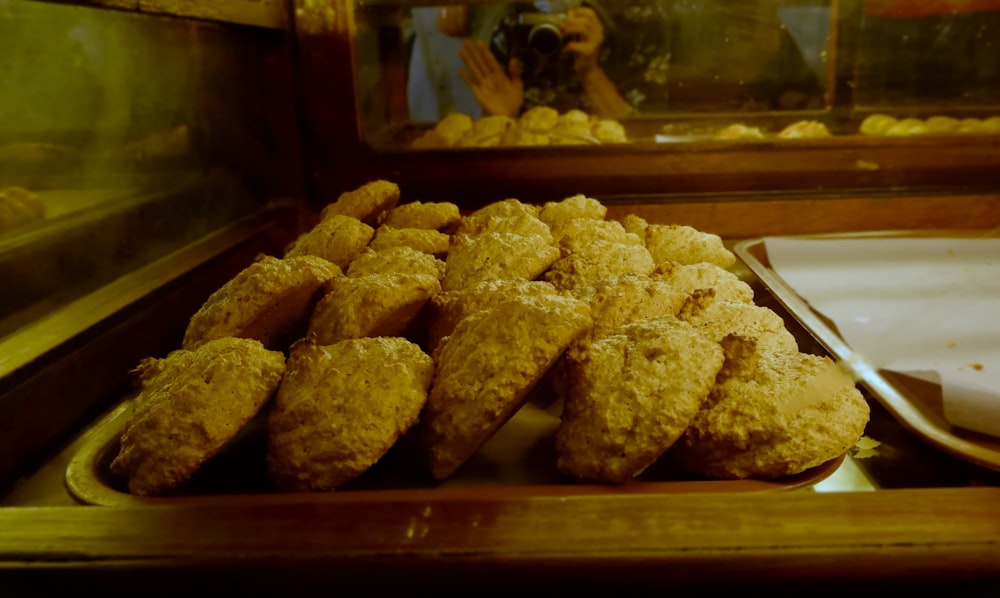 a close up of a tray of food