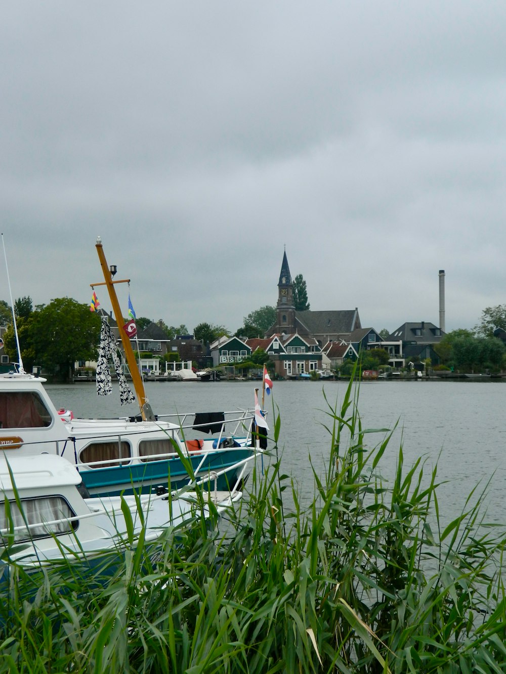 a couple of boats that are sitting in the water