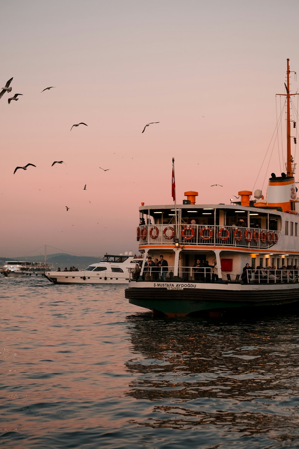 a large boat floating on top of a body of water