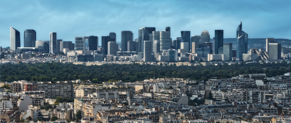 a view of a city with tall buildings