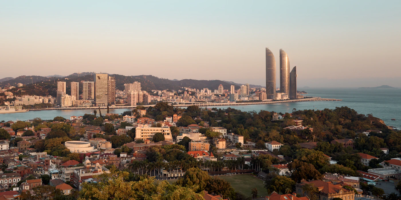 Gulangyu and waterfront skyline in Xiamen