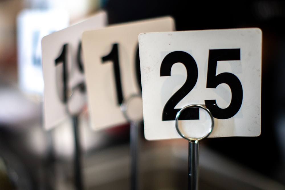 a close up of a number on a table