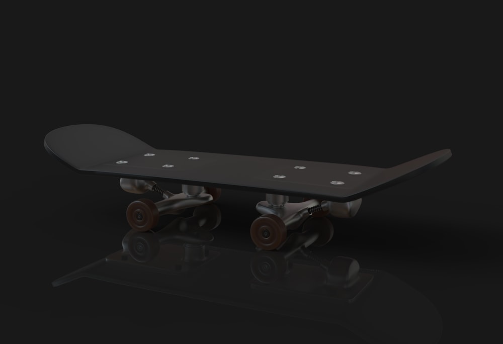 a skateboard with wheels on a black background