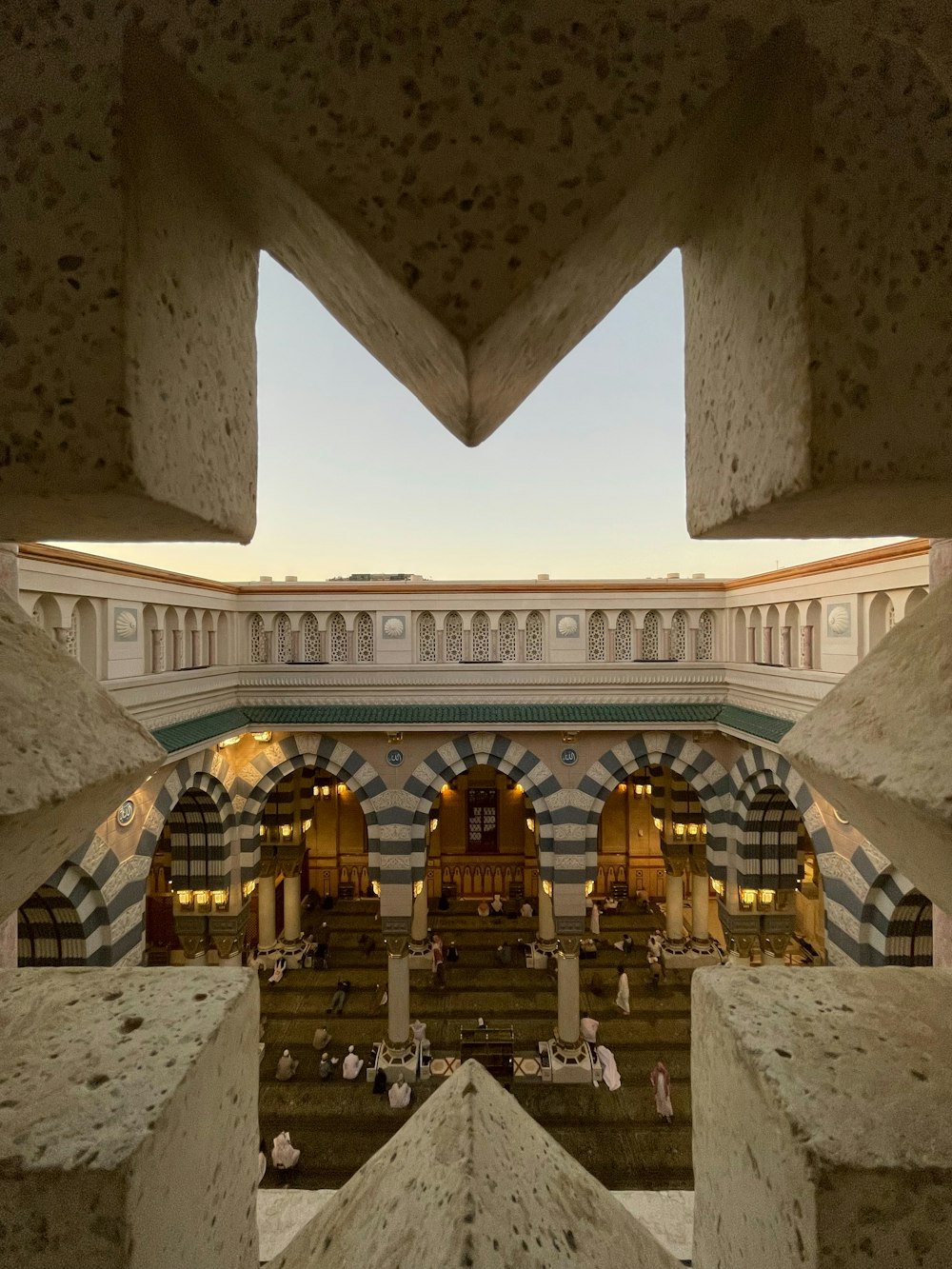 a view of a building from inside the building