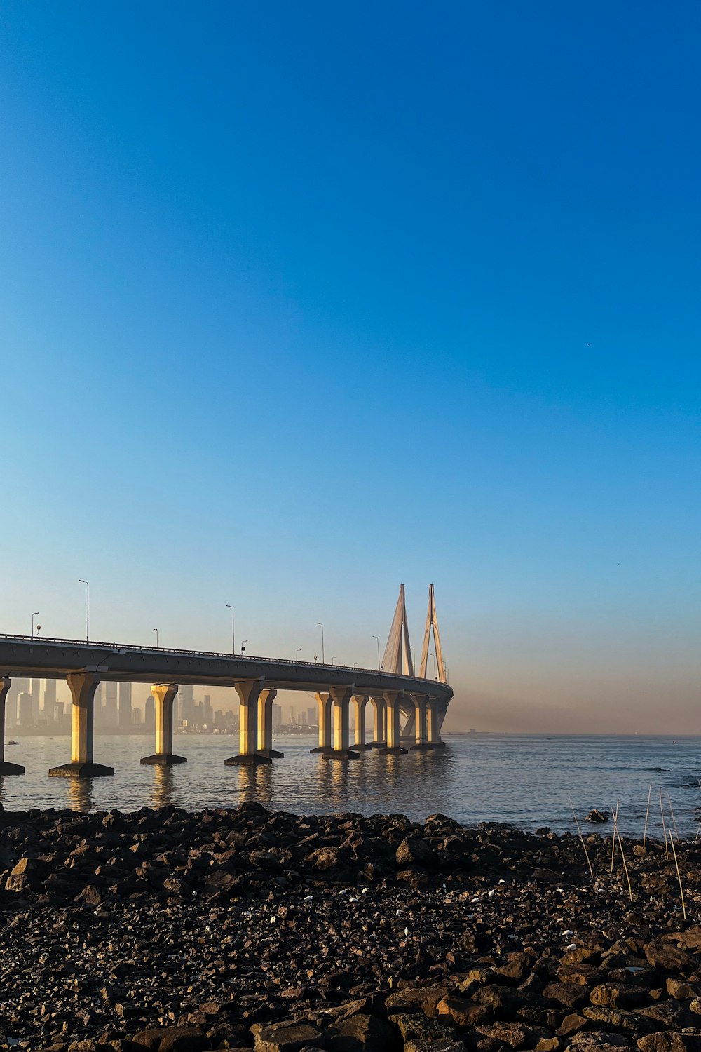 a large bridge spanning over a large body of water