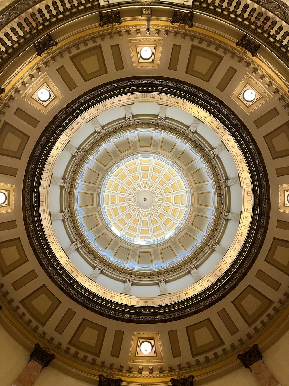 the ceiling of the dome of a building