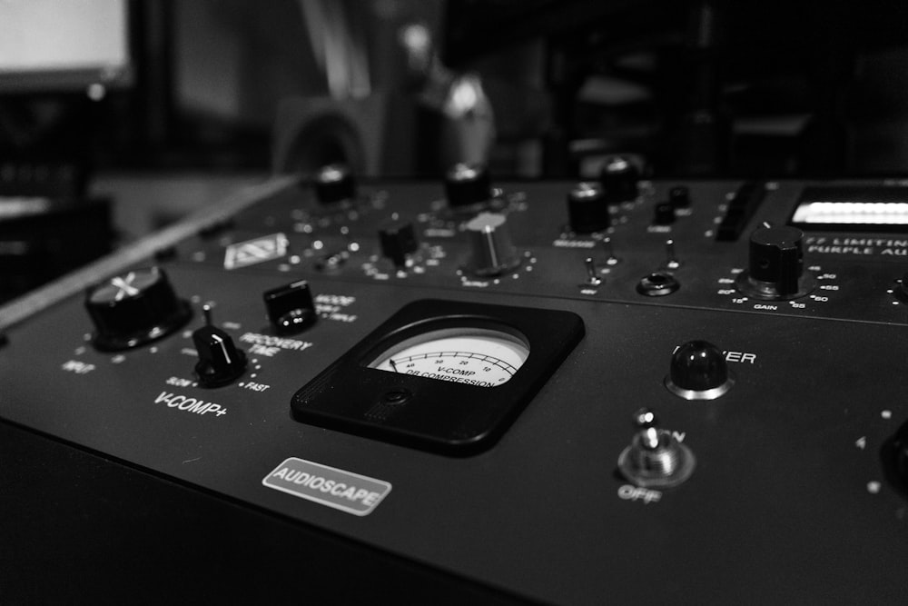 a black and white photo of a control panel