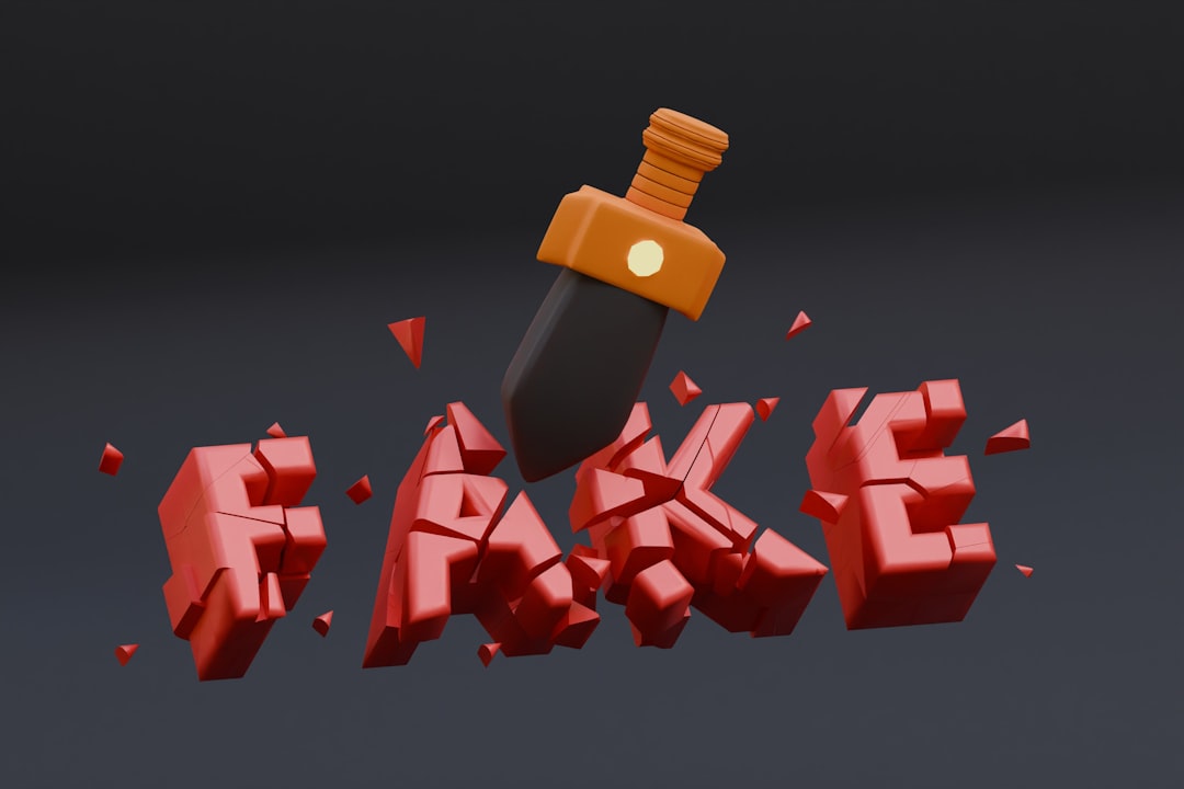 a pen is breaking through the word fake, Destroying The Fake Information. 3D Render.