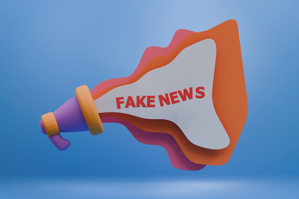 a fake news megaphone with the word fake news coming out of it