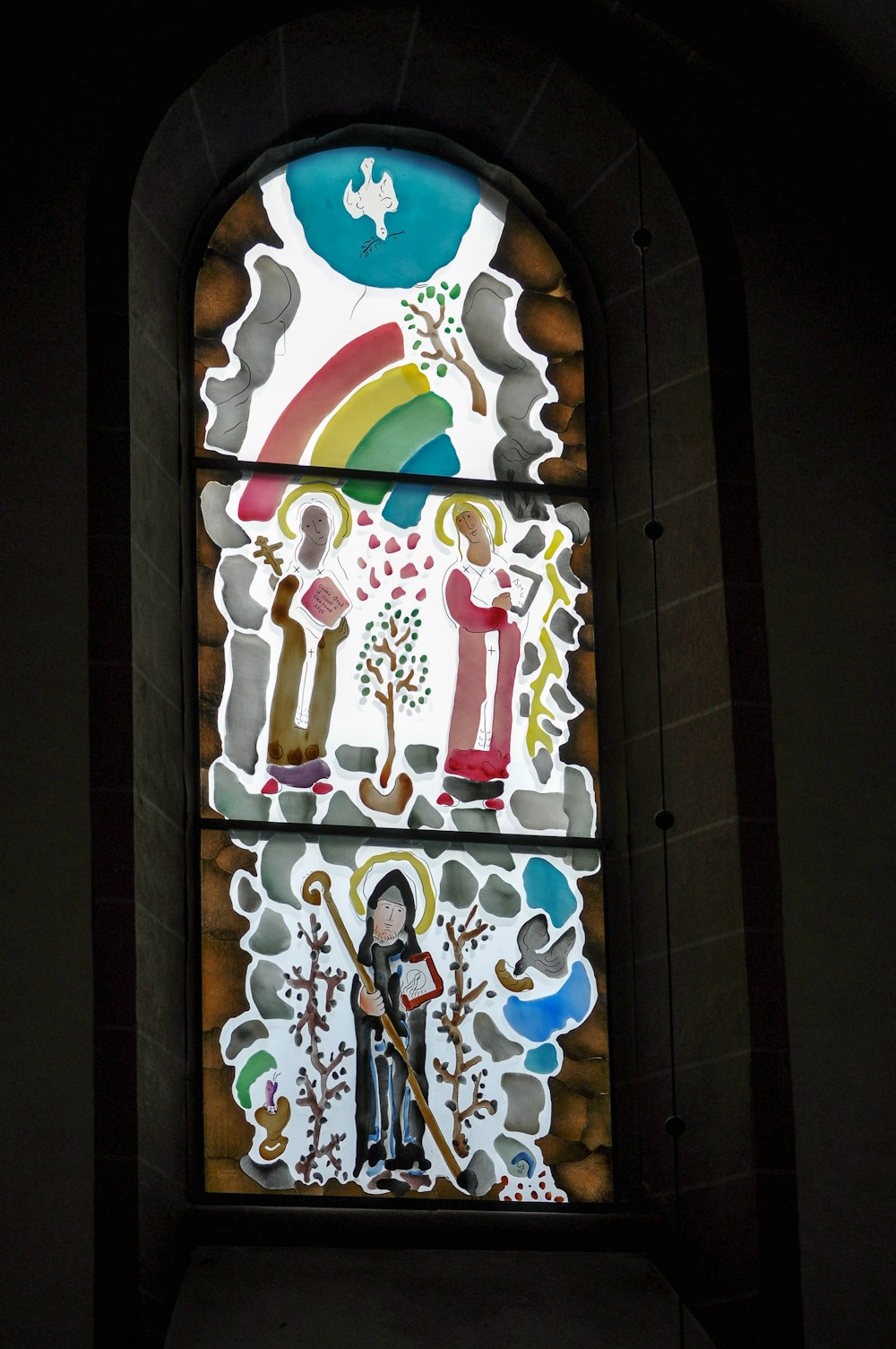 a stained glass window in a church
