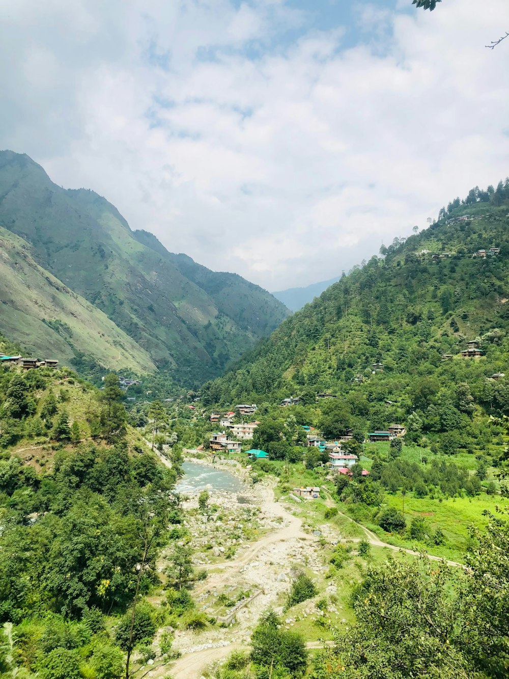 a valley with a river in the middle of it