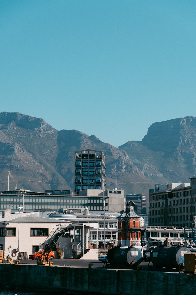 Cape Town industrial area with mountains in the background