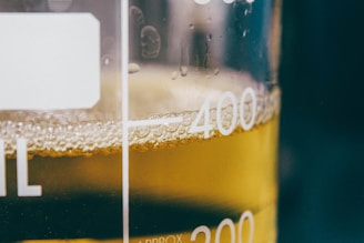 a close up of a glass of beer