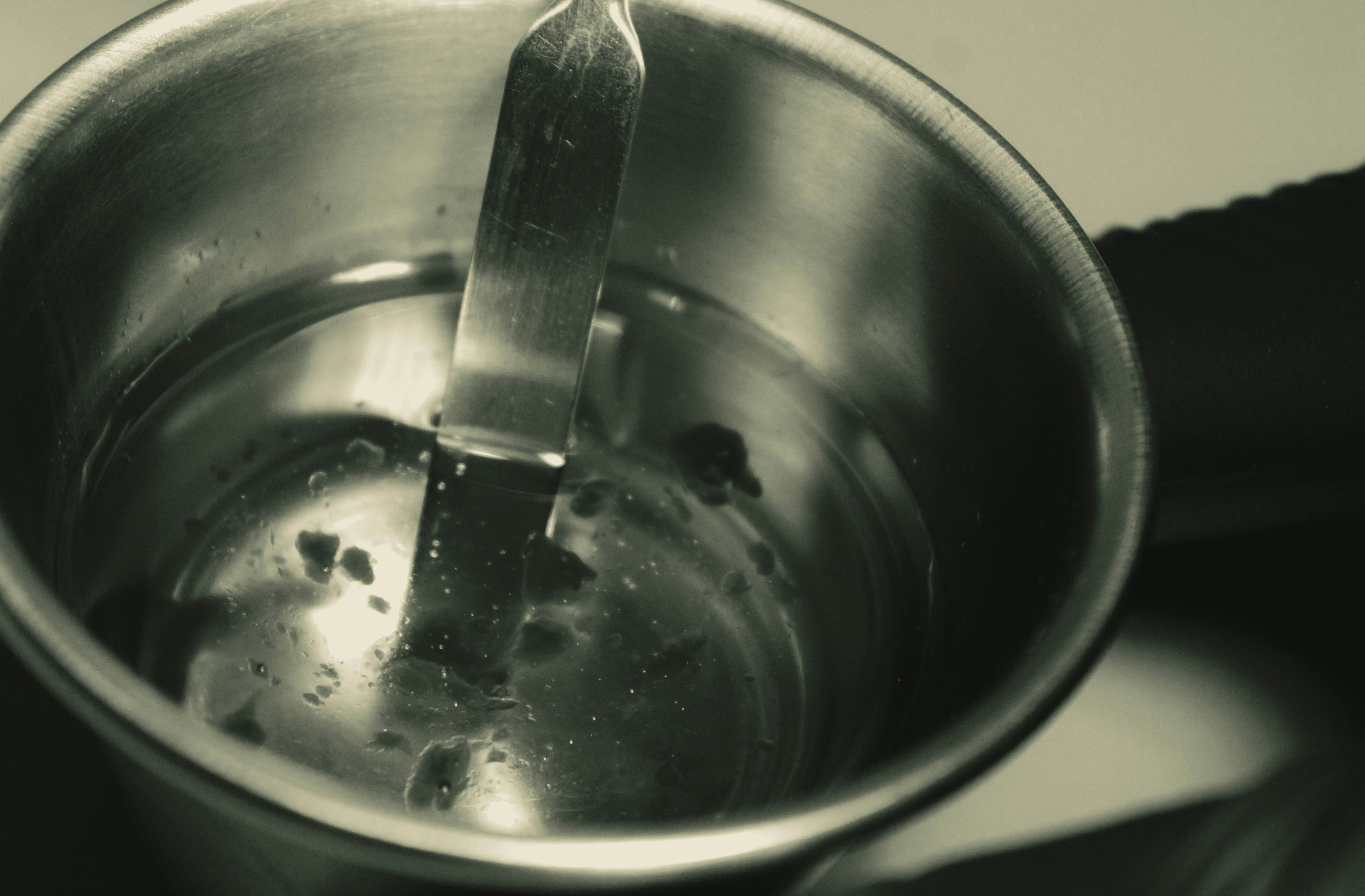 stainless coffee pot cleaning inside