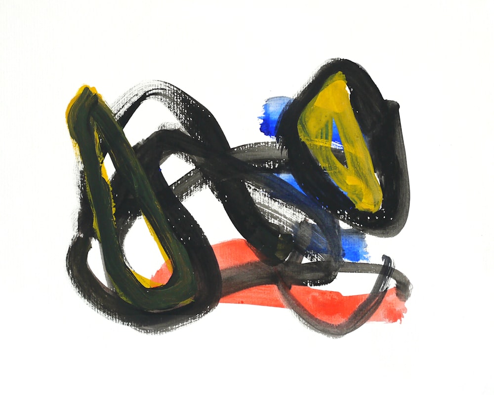 a drawing of a black, yellow, and red object