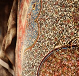 a close up of a wall with a pattern on it