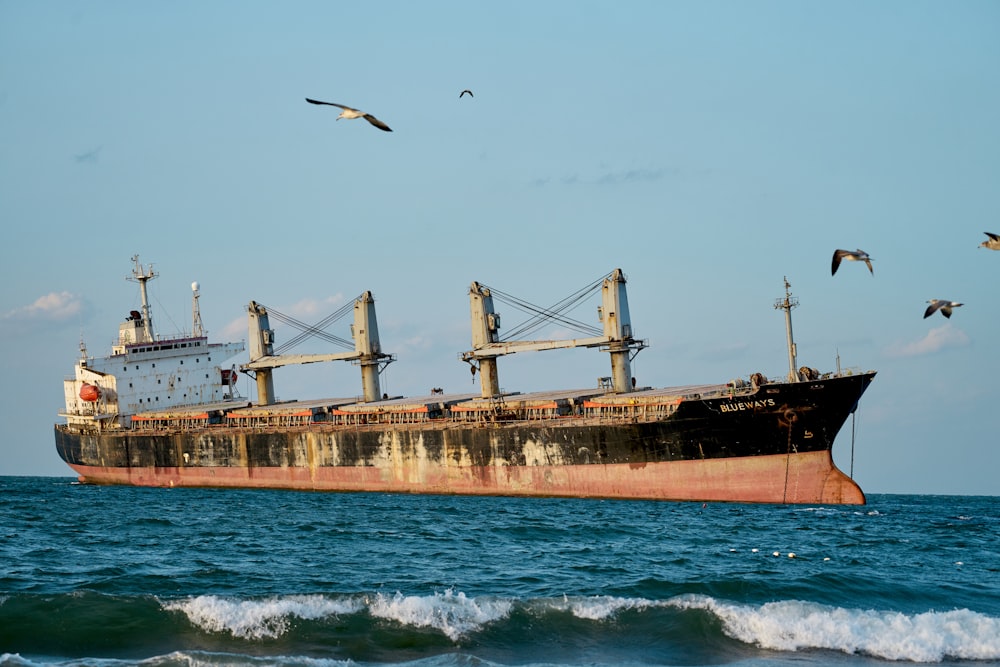 a large ship in the middle of the ocean